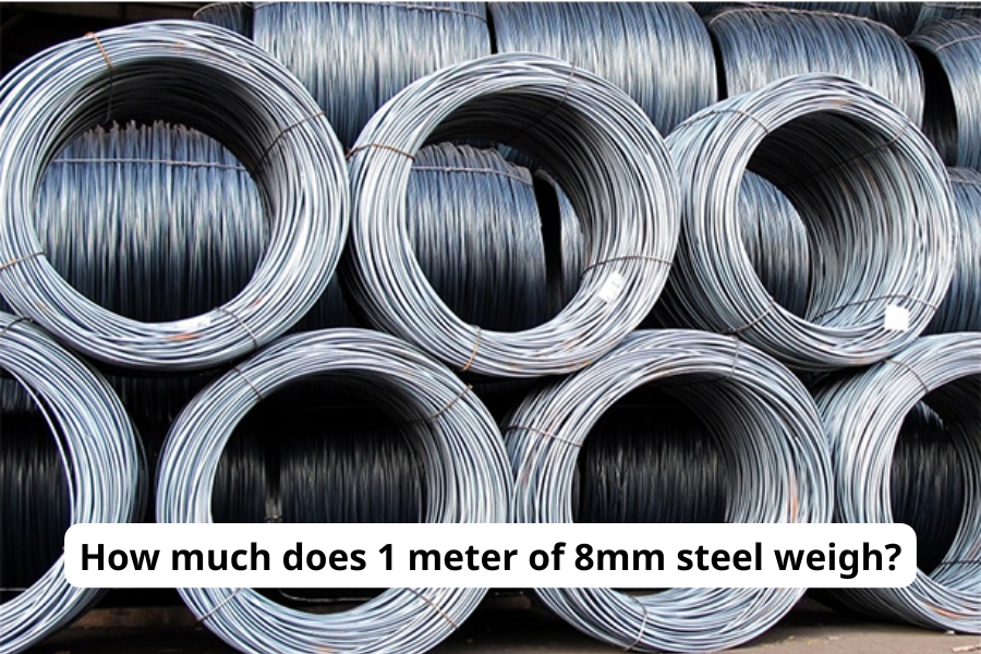 1 meter of 8mm diameter steel coil weighs about 0.395 kg